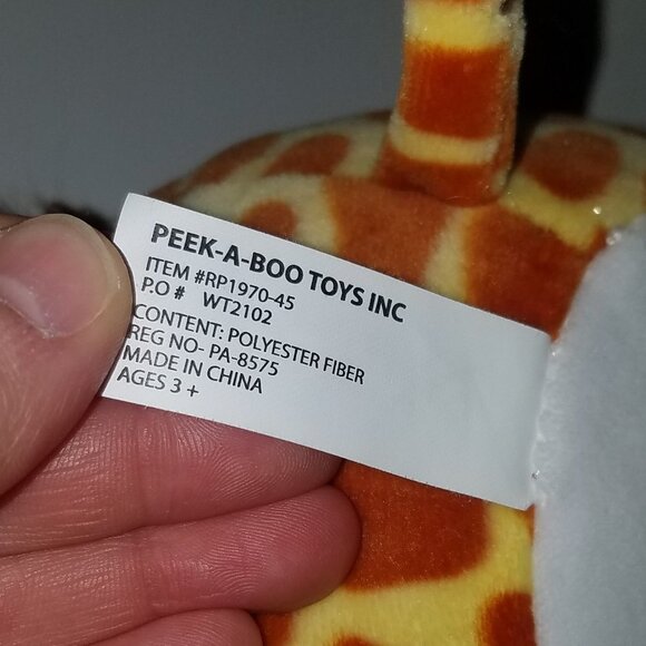 Peek-A-Boo Yellow Brown Giraffe Plush Lovey 5.5" Stuffed Animal Toy Ball - Picture 7 of 8